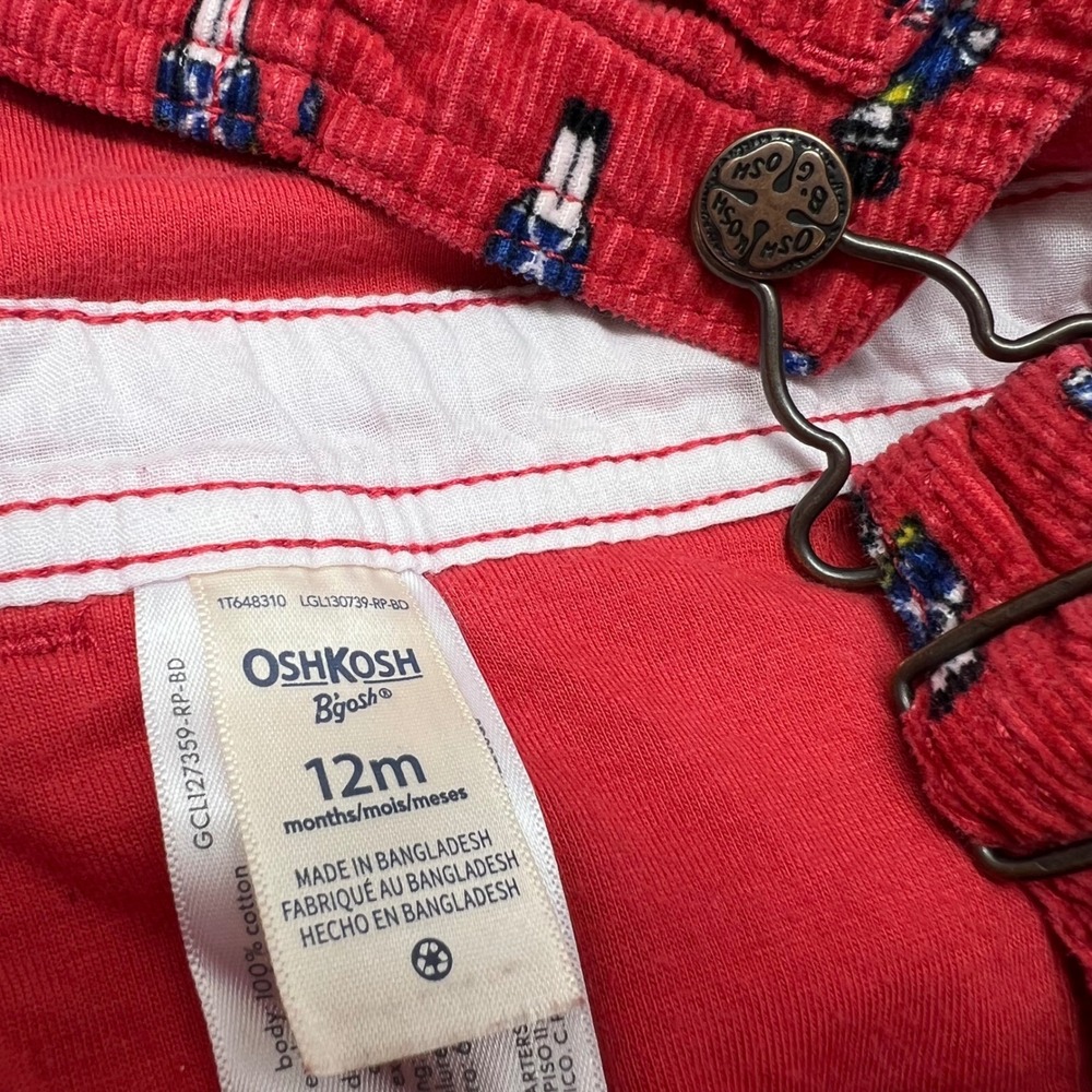 OshKosh Bgosh‎ Vestback Kids Red Corduroy Nutcracker Soldier Lined Overalls 12M - Picture 3 of 11